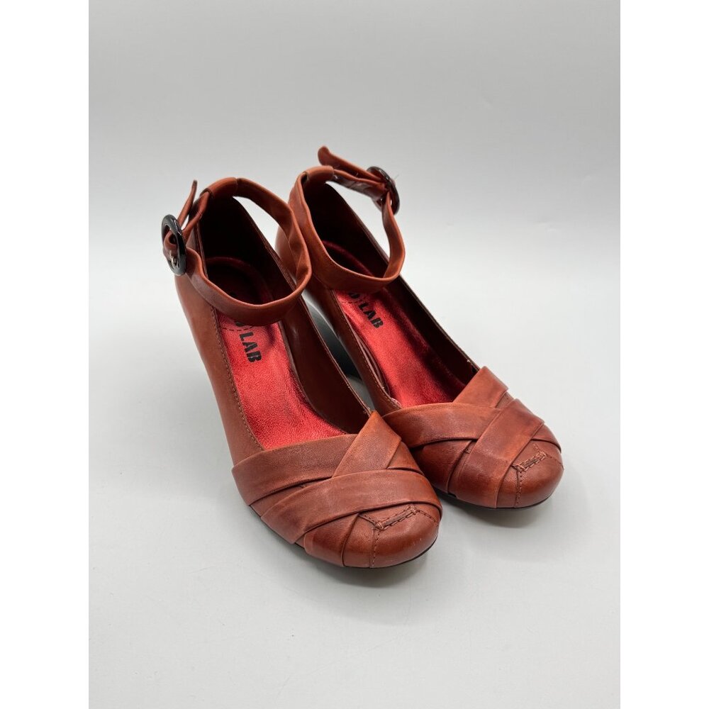 Vintage Soho Lab Burnt Orange Wedge Leather Heels Size 6.5